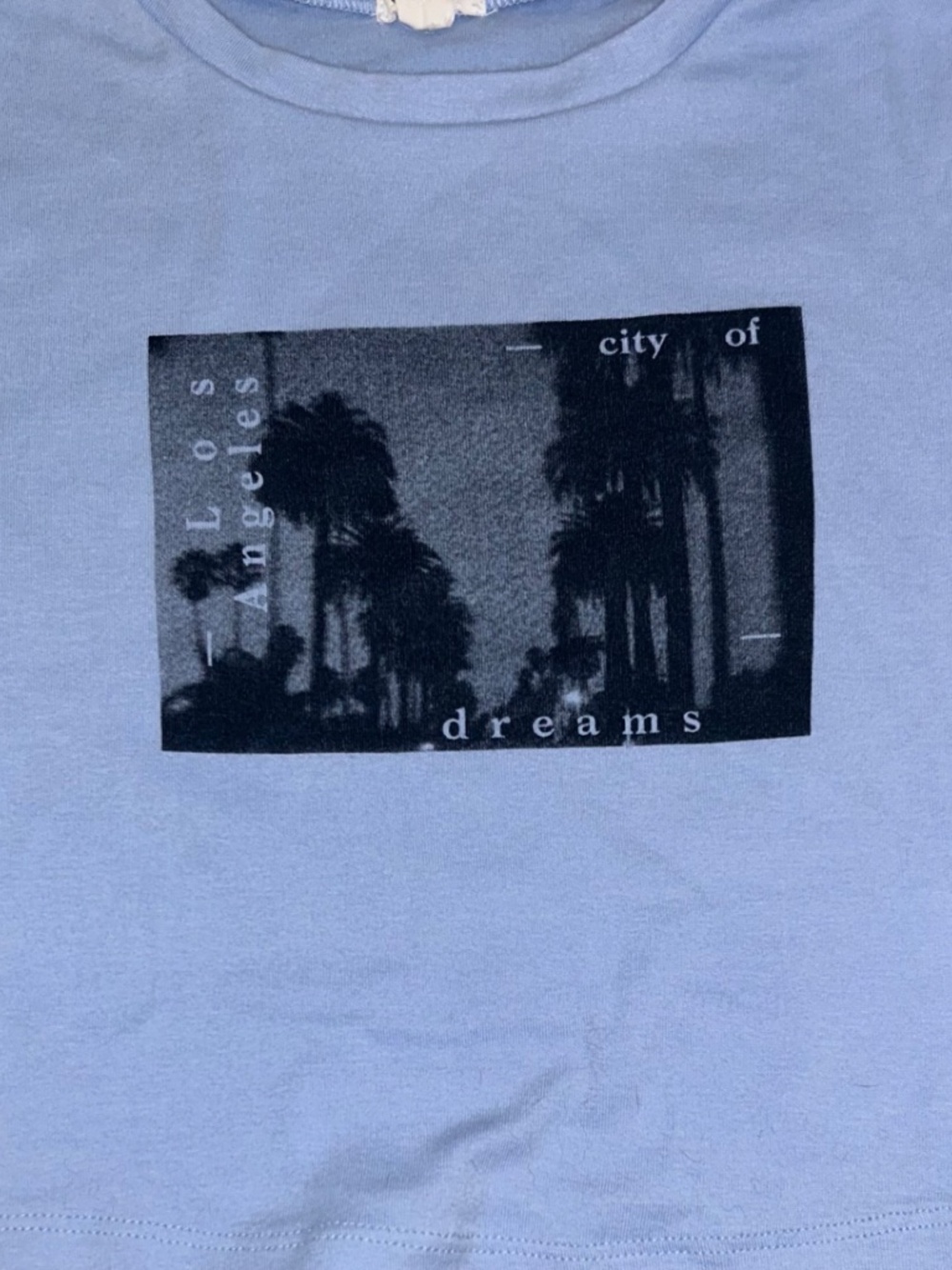 Garage Los Angeles City of Dreams Blue Cropped Graphic Tee Small